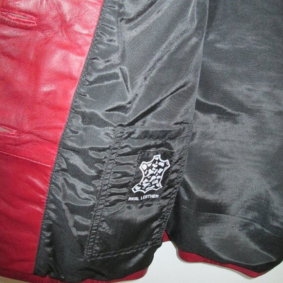 Womens Three Button Burgundy NEW Leather Blazer Sz M - Picture 10 of 10